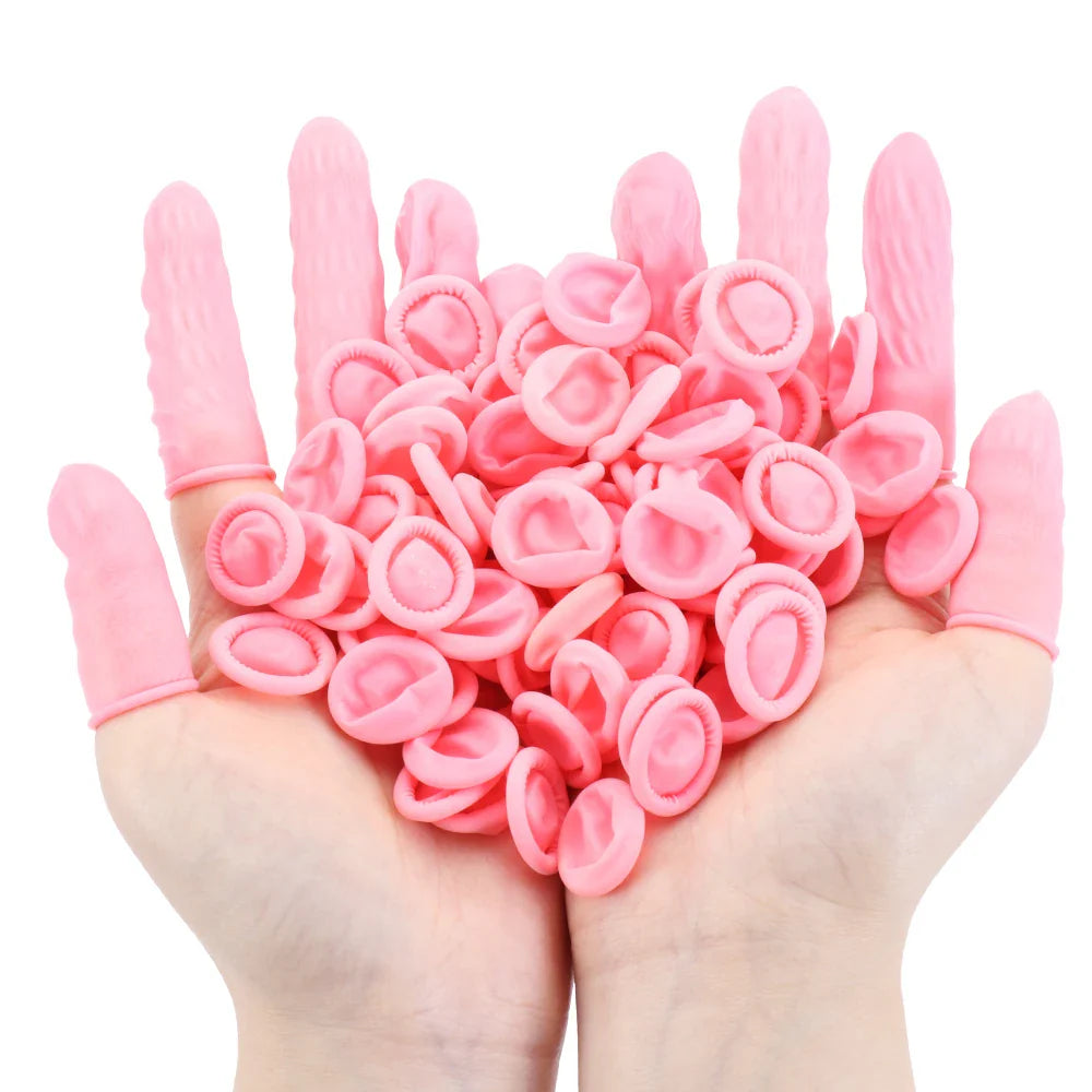 100PCS Disposable Latex Finger Cots – Non-Slip Anti-Static Rubber Finger & Thumb Protectors