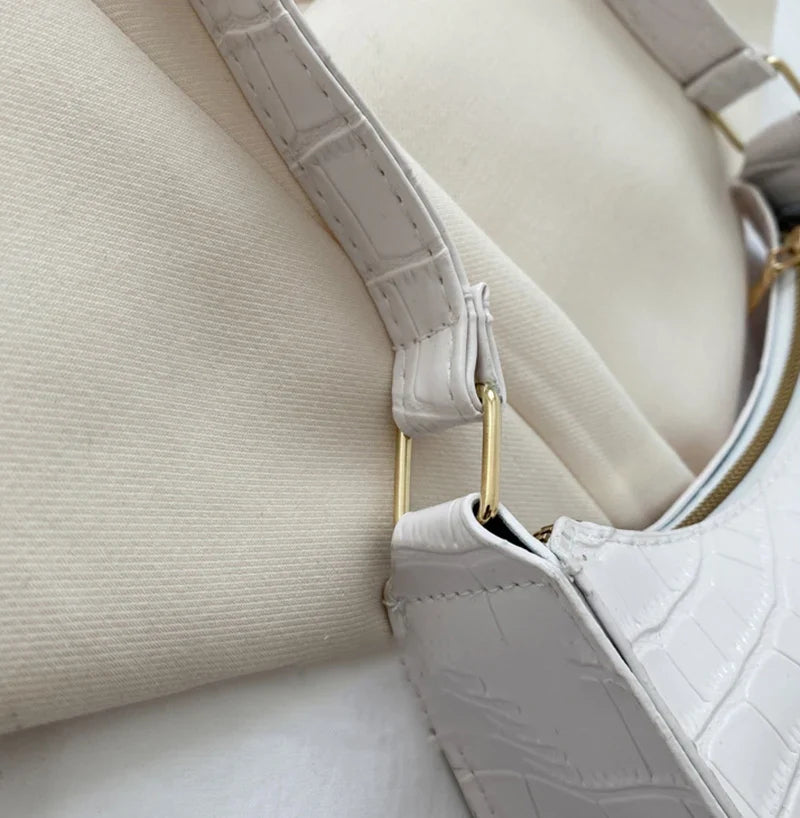 Fashion PU Leather Alligator Pattern Bag for Women – Small Armpit Handbag, Underarm Messenger Purse