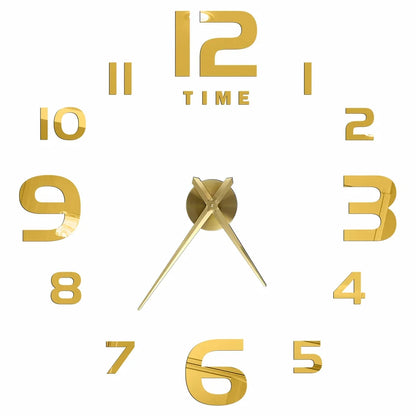 3D DIY Wall Clock - Modern Acrylic Mirror Sticker Quartz Clock For Living Room Decor With Silent Movement