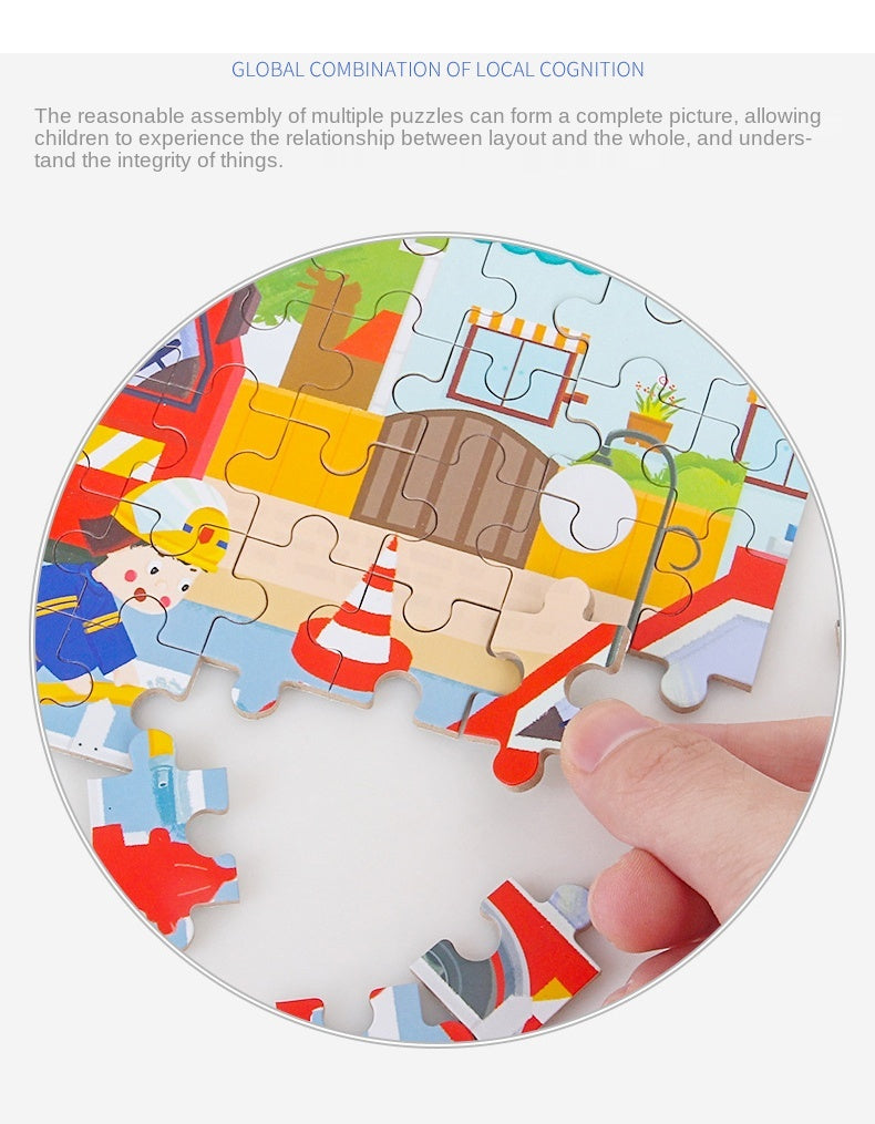 60-Piece Jigsaw Puzzle Set — Cartoon Animals & Vehicles Montessori Educational Toys for Kids, Perfect Christmas Gifts