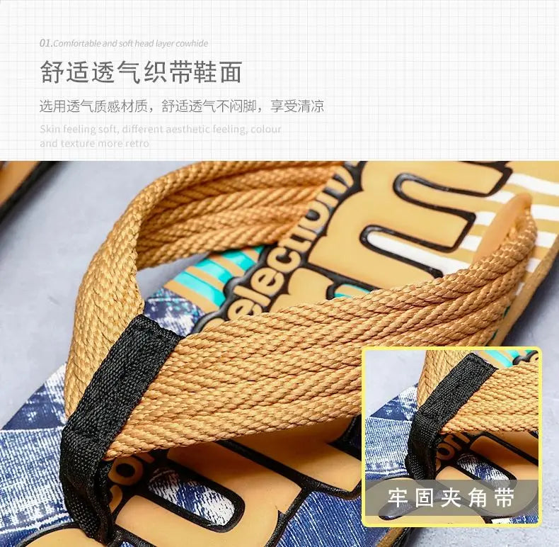 2023 Men’s Flip Flops – Trendy Anti-Skid Casual Beach Slides, Outdoor & Household Sandals