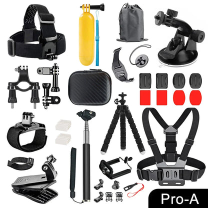 ORBMART GoPro Accessories Set Compatible with Hero 4–13 Black, Mounts for DJI, Insta360, SJCam Action Cameras