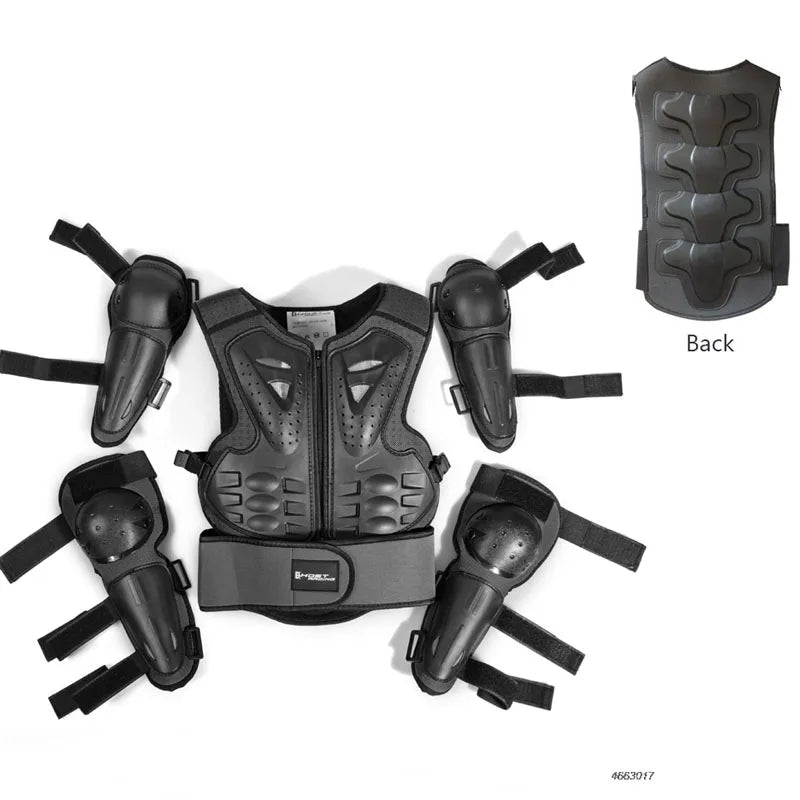Kids Motocross Body Armor Vest – Chest, Spine & Knee Protection Gear for Boys & Girls (Height 0.85–1.7m)