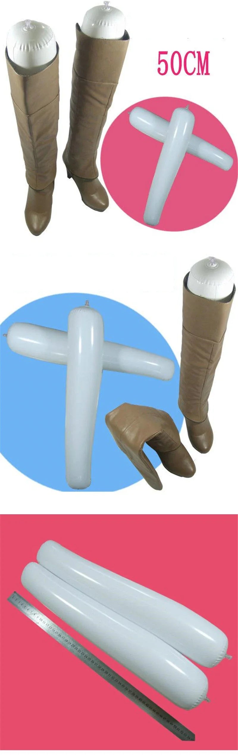 2PCS Plastic Shoe Hangers – Inflatable Long Boot Holders, 32cm & 50cm Shoe Stand, Stretcher, Support & Shaper Shoe Trees