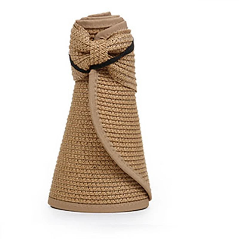 Women’s Summer Visor Hat – Foldable Wide-Brim Straw Cap, Stylish UV-Resistant Sun Hat for Beach & Hiking