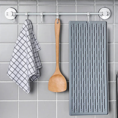Silicone Dish Drying Mat (41 x 15cm) | Large Countertop, Sink & Dish Draining Mat, Heat-Resistant Trivet