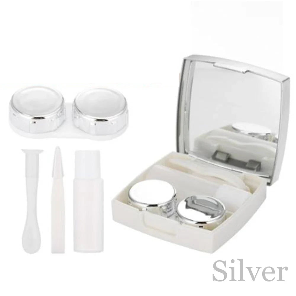 Square Contact Lens Case – Portable Travel Lens Storage & Soaking Box Holder, Solid Color Fashion Eyewear Accessory Container