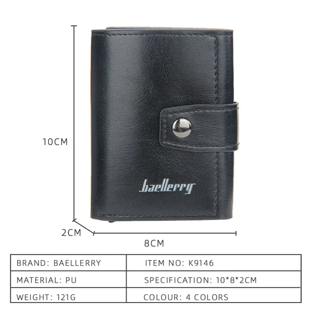 2023 RFID Men's Slim Mini Wallet - PU Leather, Hasp Closure, High Quality Short Card Wallet
