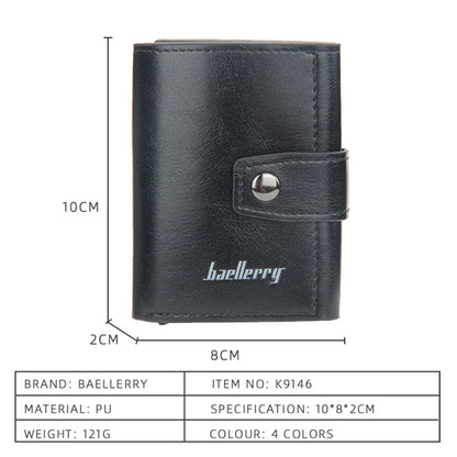 2023 RFID Men's Slim Mini Wallet - PU Leather, Hasp Closure, High Quality Short Card Wallet