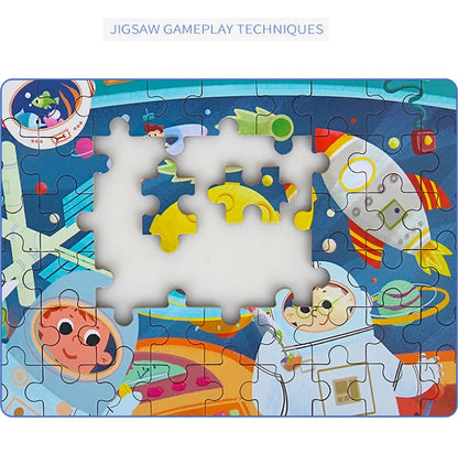 60PCS Wooden Puzzle Toys – Cartoon Vehicle & Animal Jigsaw for Kids’ Learning & Educational Play