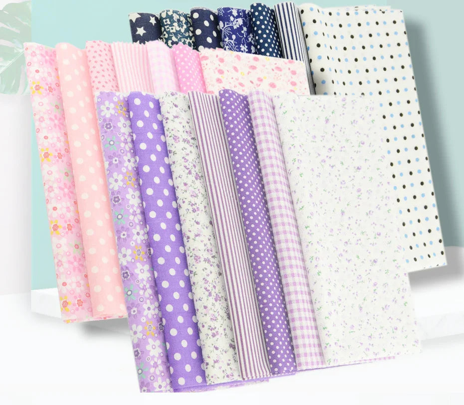 Teramila 7/8 Pcs Patchwork Quilt Fabrics Set - 30x30cm/25x25cm Cotton Sewing Cloth for Needlework and Handmade Projects