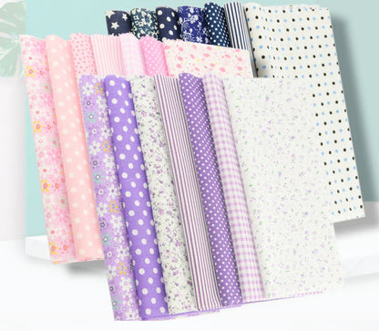 Teramila 7/8 Pcs Patchwork Quilt Fabrics Set - 30x30cm/25x25cm Cotton Sewing Cloth for Needlework and Handmade Projects