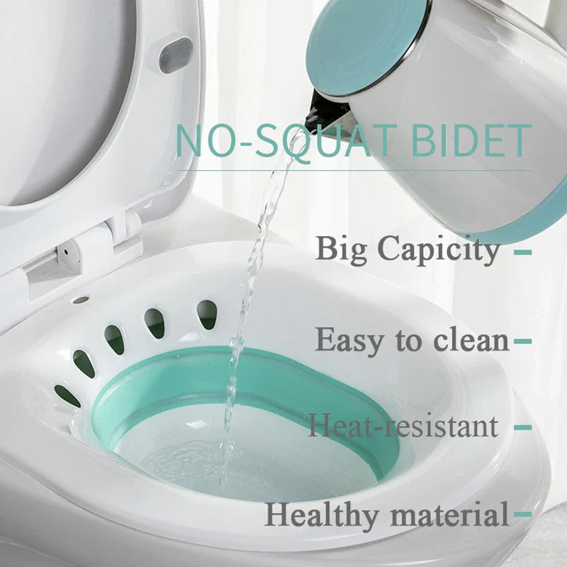Woman's Folding Toilet Bidet Postpartum Bath Seat - Self-Cleaning Hip Irrigator for Perineum Soaking - Hemorrhoid Treatment Care