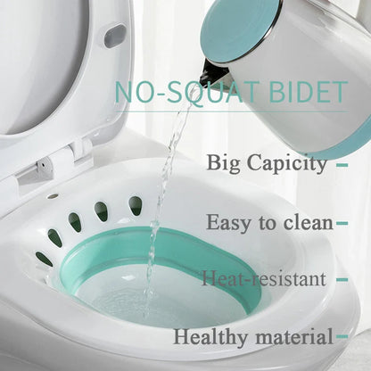 Woman's Folding Toilet Bidet Postpartum Bath Seat - Self-Cleaning Hip Irrigator for Perineum Soaking - Hemorrhoid Treatment Care