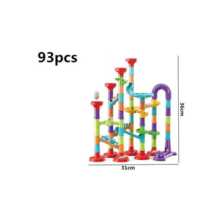 DIY Marble Run Race Track Set - 3D Maze Ball Roller Building Blocks Toy for Kids Creative STEM Play