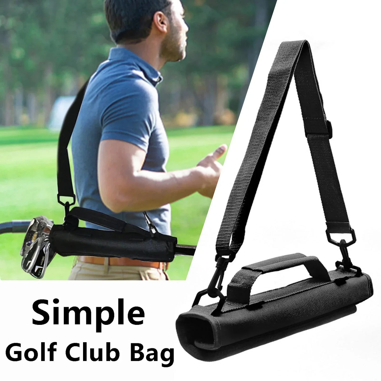 Mini Portable Nylon Golf Club Bag – Simple Golf Gun Carrier with Adjustable Shoulder Straps, Travel & Training Case