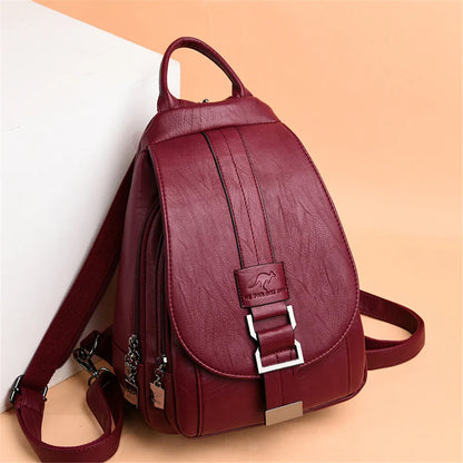 Multifunctional Women's Leather Backpack - Casual Style for Teen Girls, School and Travel Bagpack, Ladies' Chest Bag Sac