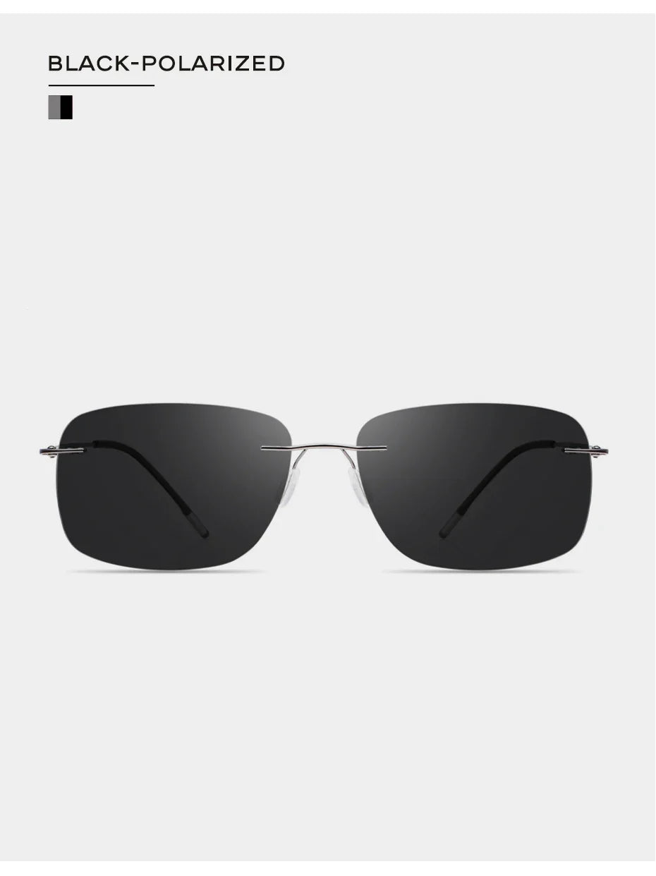CAPONI Square Photochromic Polarized Sunglasses for Men - Rimless, Classic Design, UV400 Protection Eyewear (BS7467)
