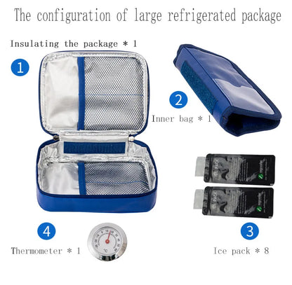 Mega Insulin Cooler Box – Portable Medium-Sized Insulated Travel Case for Diabetics with Nylon Fabric & Aluminum Foil Lining