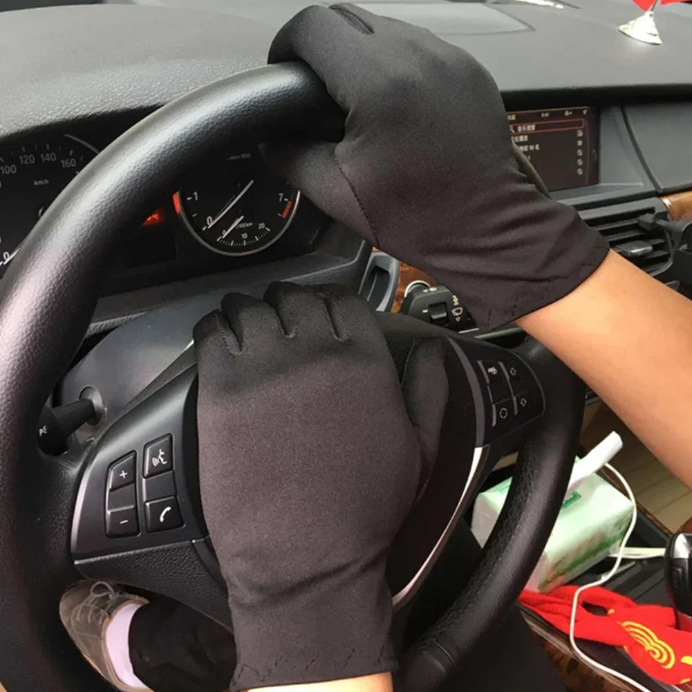Spring Summer Spandex Stretch Gloves – Thin Elegant Etiquette Dance Gloves for Men & Women, Black & White Formal Jewelry Gloves