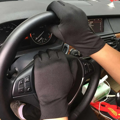 Spring Summer Spandex Stretch Gloves – Thin Elegant Etiquette Dance Gloves for Men & Women, Black & White Formal Jewelry Gloves