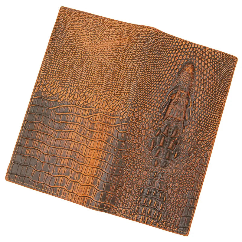 Men’s Crocodile Pattern PU Leather Wallet – Slim Long Clutch Purse Alligator Style Portafoglio Uomo