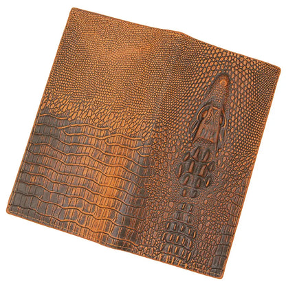 Men’s Crocodile Pattern PU Leather Wallet – Slim Long Clutch Purse Alligator Style Portafoglio Uomo
