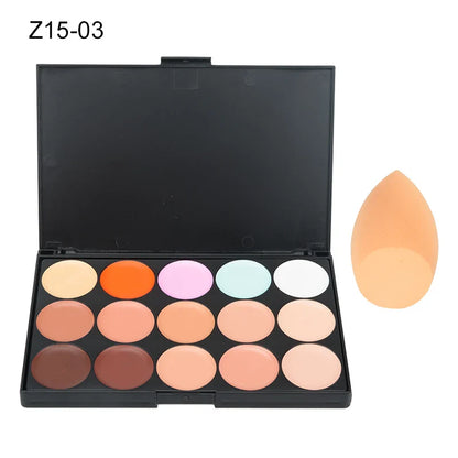 15-Color Professional Concealer & Contour Palette – Full Coverage Camouflage Cream Foundation Makeup Kit