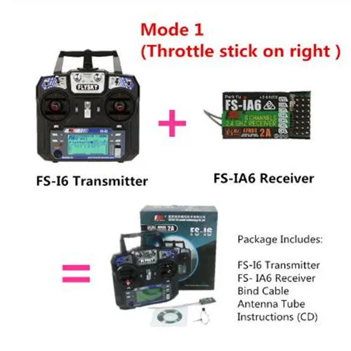 Flysky FS-i6 2.4G 6CH RC Transmitter Controller – FS-iA6 Receiver for Helicopter, Plane, Quadcopter & Glider