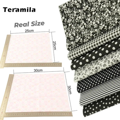 Teramila 7/8 Pcs Patchwork Quilt Fabrics Set - 30x30cm/25x25cm Cotton Sewing Cloth for Needlework and Handmade Projects