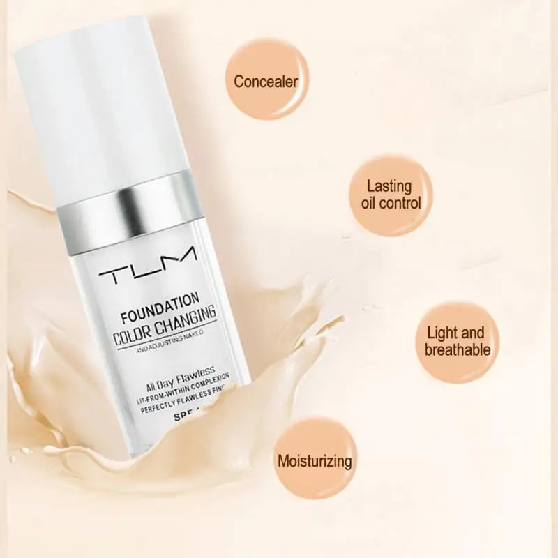 TLM Magic Color Changing Foundation – Liquid Soft Matte, Long-Lasting & Hydrating Makeup Base