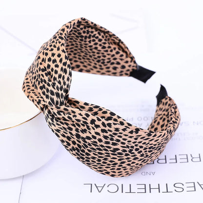 Fashion Leopard Print Headband — Wide Cross Elastic Bow Hairband for Women & Girls Hair Accessories