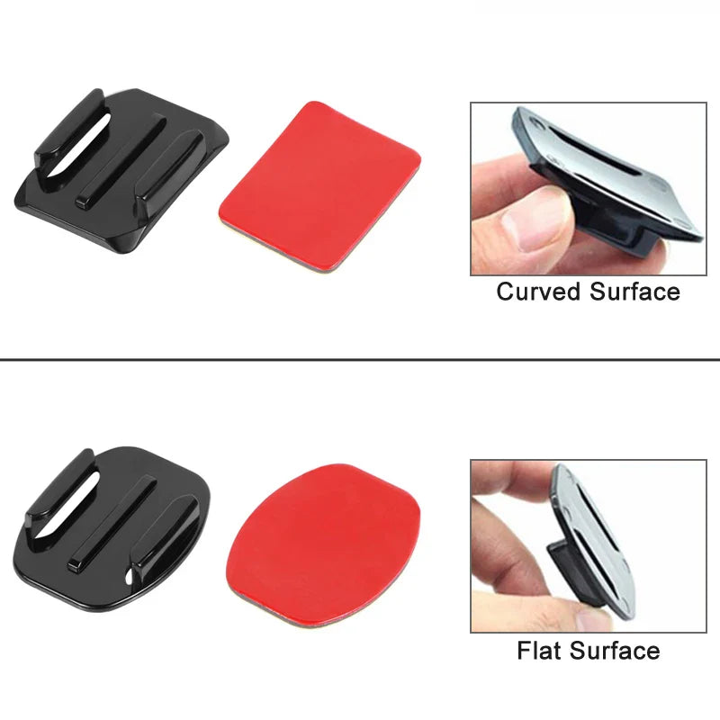 Flat & Curved Adhesive Mount Set for GoPro Hero 11/10/9/8 – Xiaomi Yi 4K, SJCAM Action Camera Mounting Stickers Accessories