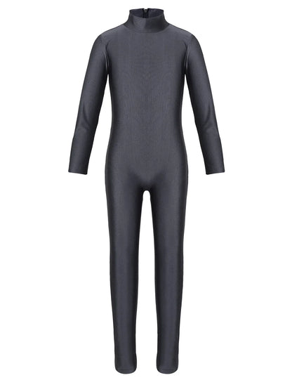 Kids Girls Full Body Gymnastics Bodysuit, Ballet Dance Jersey Leotard, Jumpsuit Sports Unitard, Children Dancewear and Sportswear