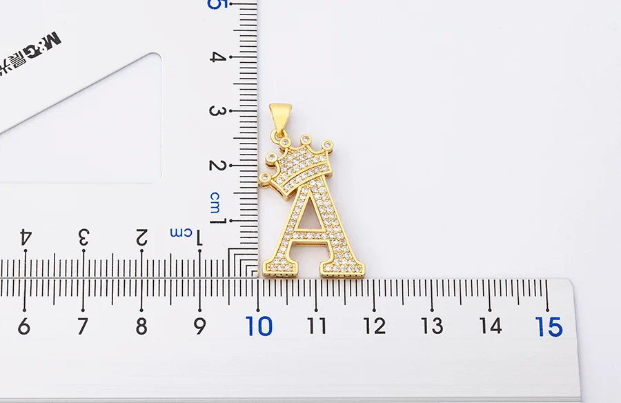 Nidin Luxury A-Z Crown Alphabet Pendant – Copper Zircon Initial Necklace Chain, Hip-Hop Style Jewelry for Men & Women