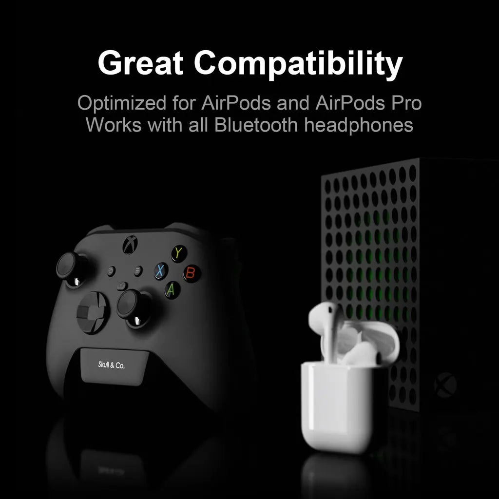 Skull & Co. AudioBox Bluetooth 5.0 Audio Transmitter APTX LL for Xbox Series X/S & One Elite 2 Controller