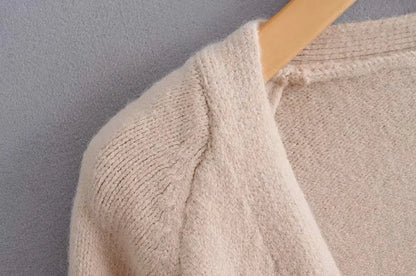 Women’s Solid Color Loose Thick Warm Sweater Cardigan – V Neck Knitted Coat with Pockets, Casual Spring/Autumn Tops C-124