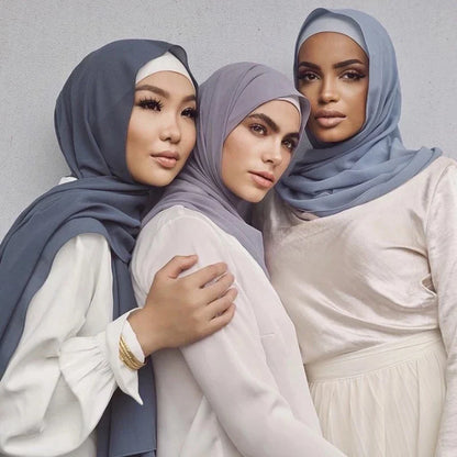 Women’s Solid Chiffon Instant Hijab – Ready-to-Wear Islamic Scarf, Muslim Shawl & Arab Head Wrap