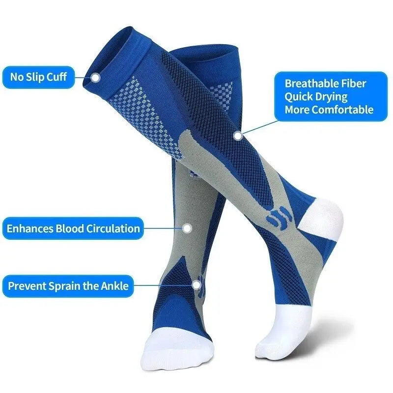 Men's Compression Sports Socks - Running, Cycling, Nursing, Varicose Veins Support, Outdoor Hiking Socks