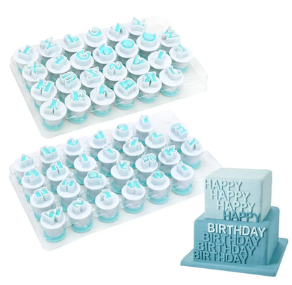 26Pcs/set Capital Letters Fondant Cake Mold: Upper & Lowercase Alphabet Cookie Cutter Set - Plastic Plunger Cookie Mould