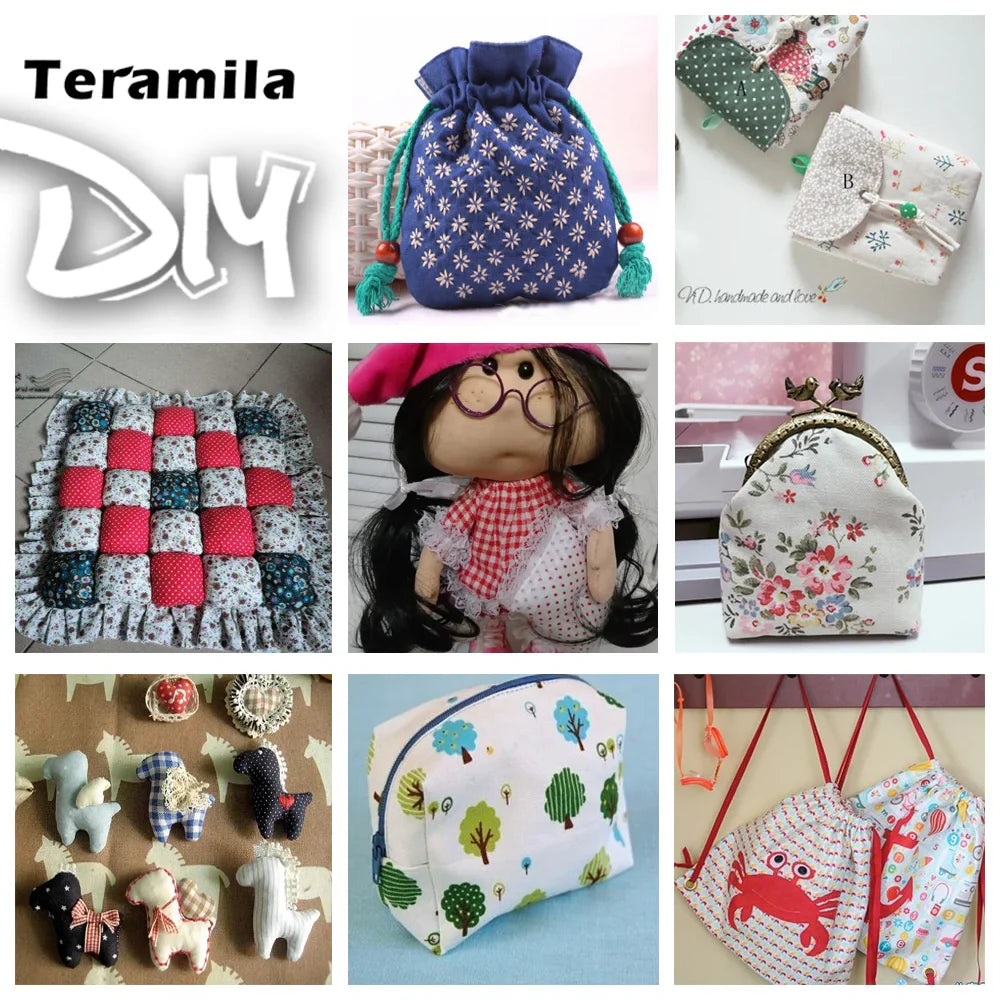 Teramila 7/8 Pcs Patchwork Quilt Fabrics Set - 30x30cm/25x25cm Cotton Sewing Cloth for Needlework and Handmade Projects