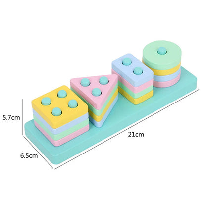 Montessori Wooden Building Blocks – Early Learning Educational Color & Shape Puzzle Toys for Kids