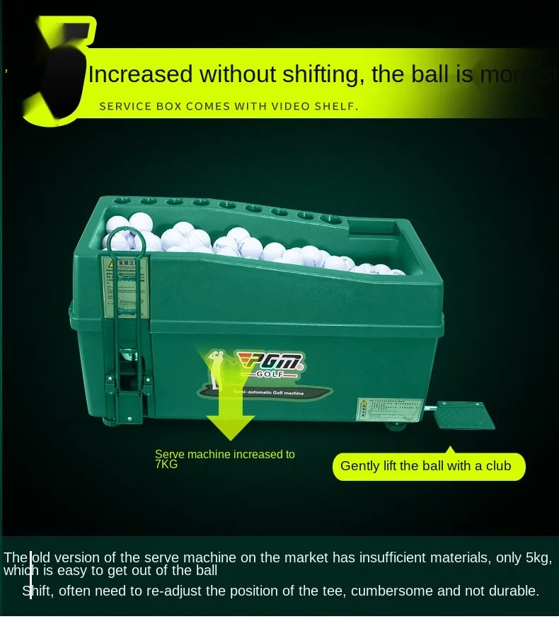 PGM Semi-Automatic Golf Ball Machine – ABS Automatic Ball Dispenser, Golf Clubs Holder, Training Service Equipment