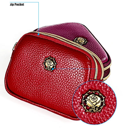Senorita Genuine Leather Women’s Coin Purse – Double Zipper Small Wallet