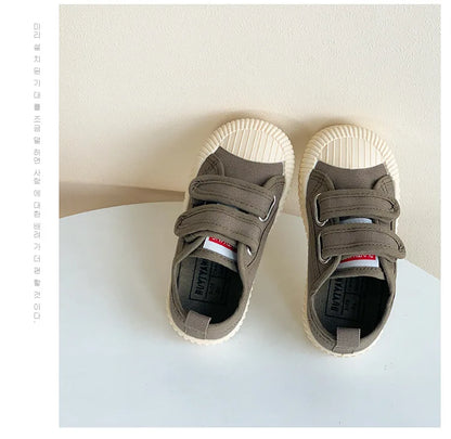 Children’s Canvas Shoes — Boys & Girls Spring/Autumn Breathable Toddler Shoes with Soft Sole & Hook-and-Loop Closure