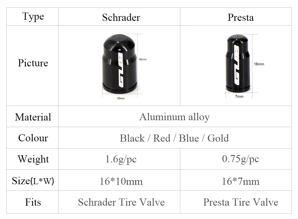 4pcs Aluminum Bike Tire Valve Caps – Ultralight MTB Road Mountain Schrader/Presta Tyre Protectors