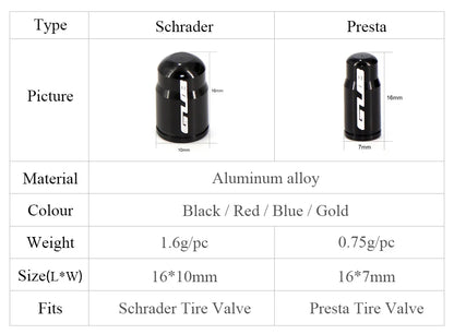4pcs Aluminum Bike Tire Valve Caps – Ultralight MTB Road Mountain Schrader/Presta Tyre Protectors