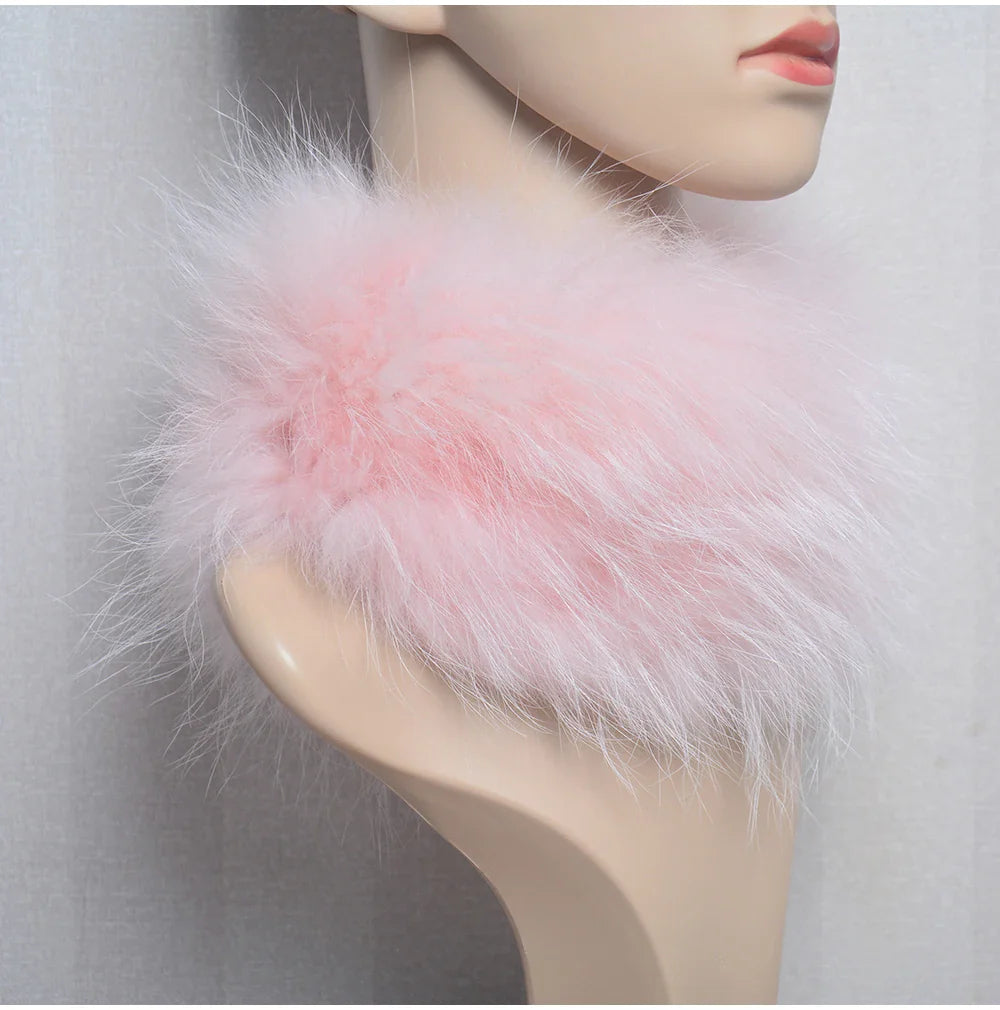 2025 Real Fox Fur Scarf and Headband – Luxury Winter Neck Warmer for Women, 100% Natural Fur, Elastic Ring Muffler