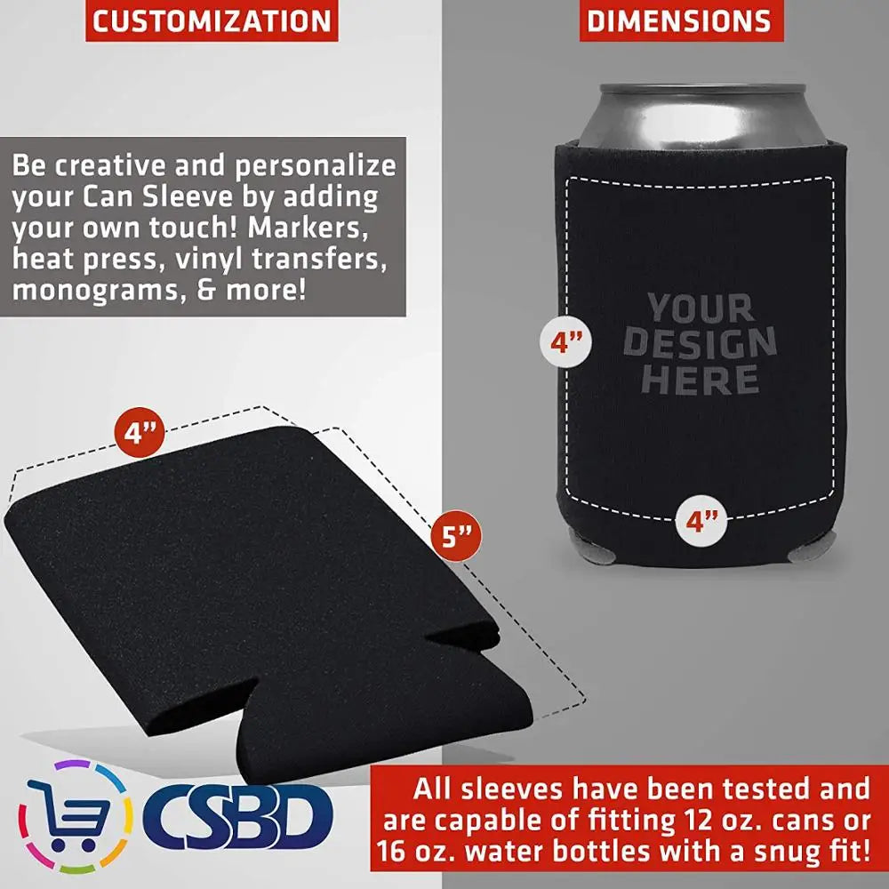 5pcs Neoprene Beer Sleeves – Portable Drink Cooler for Cans & Bottles, Perfect for Camping, Parties, Weddings & Birthdays
