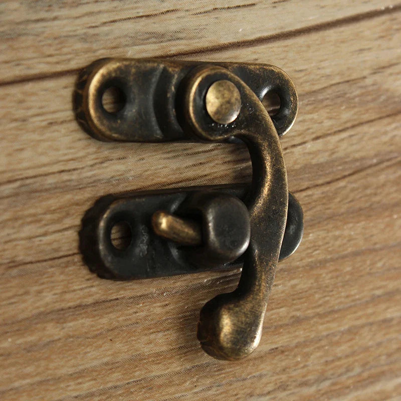 NAIERDI Small Antique Metal Lock – Decorative Hasps Hook Padlock for Wooden Jewelry Boxes, Furniture Hardware with Screws